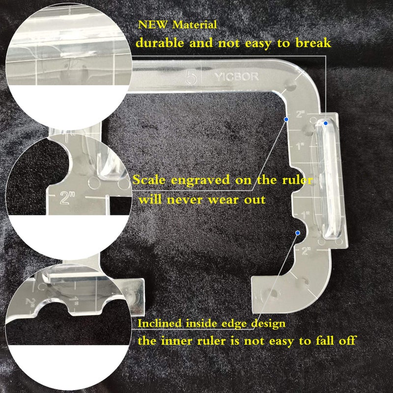 YICBOR 11pcs Quilting Template Series 5 + 1pcs Quilting Frame+ 9pcs Clear Quilting Embroidery Free Motion Echo Presser Foot Set - Image 2
