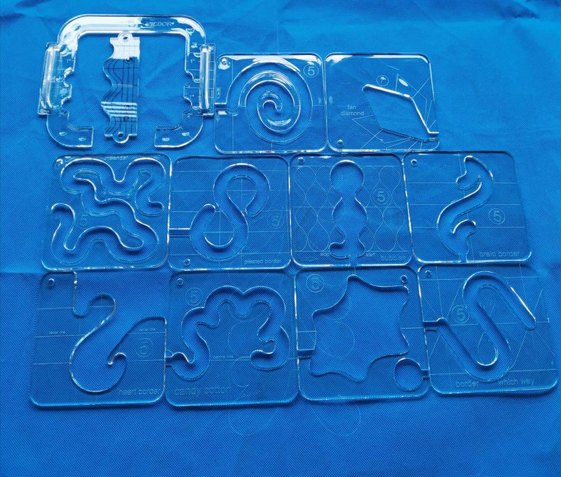 YICBOR 11pcs Quilting Template Series 5 + 1pcs Quilting Frame+ 9pcs Clear Quilting Embroidery Free Motion Echo Presser Foot Set - Image 3
