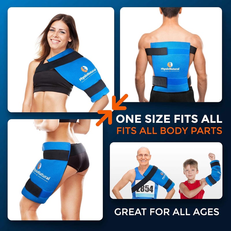 PhysioNatural Universal Large Flexible Gel Ice Pack  Wrap  Cold Therapy for Your HIPS Shoulders Elbow Back Knees  Instant Pain Relief for Injuries Recovery Swelling Aches Arthritis Bruises  Sprains - Image 3