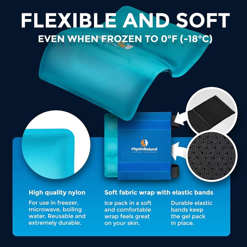 PhysioNatural Universal Large Flexible Gel Ice Pack  Wrap  Cold Therapy for Your HIPS Shoulders Elbow Back Knees  Instant Pain Relief for Injuries Recovery Swelling Aches Arthritis Bruises  Sprains - Image 4