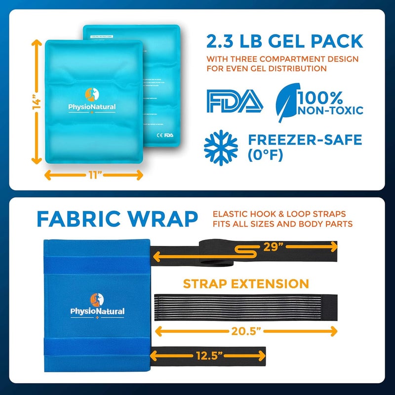PhysioNatural Universal Large Flexible Gel Ice Pack  Wrap  Cold Therapy for Your HIPS Shoulders Elbow Back Knees  Instant Pain Relief for Injuries Recovery Swelling Aches Arthritis Bruises  Sprains - Image 5