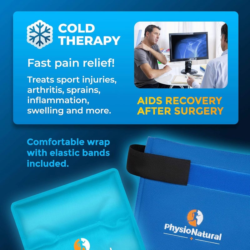 PhysioNatural Universal Large Flexible Gel Ice Pack  Wrap  Cold Therapy for Your HIPS Shoulders Elbow Back Knees  Instant Pain Relief for Injuries Recovery Swelling Aches Arthritis Bruises  Sprains - Image 2