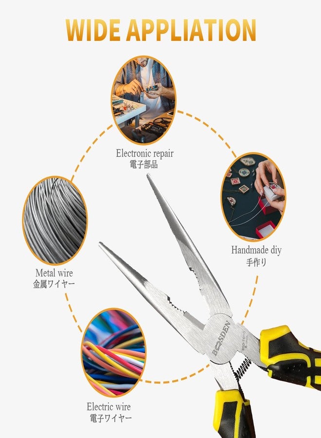BOOSDEN® 8 inch Needle Nose Pliers with Side Cutters, Precision Long Nose Pliers with Wire Cutters, Professional Needle Nose Spring Loaded Pliers, Used for Cutting Clamping Pinching Jewelry Making - Image 4