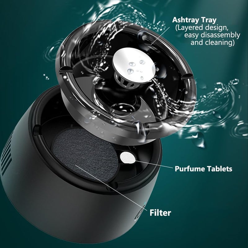 Eonthry Smokeless Ashtray Smoke Removing Multifunctional 2 in 1 Air Purifier Portable Ashtray Smokeless Ashtrays Outdoor Desktop USB Rechargeable Electric for Home Office - Image 5