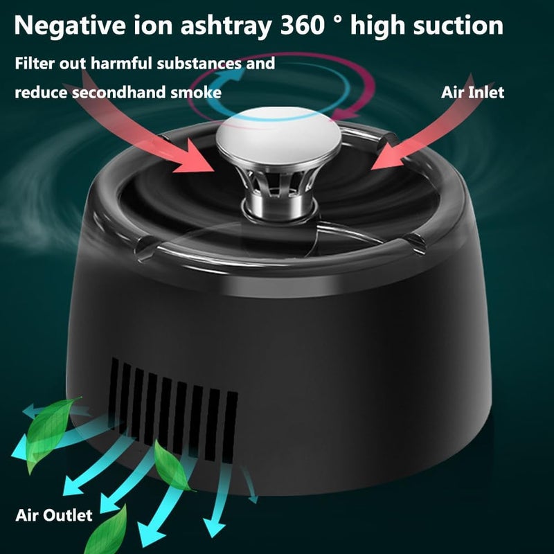 Eonthry Smokeless Ashtray Smoke Removing Multifunctional 2 in 1 Air Purifier Portable Ashtray Smokeless Ashtrays Outdoor Desktop USB Rechargeable Electric for Home Office - Image 2