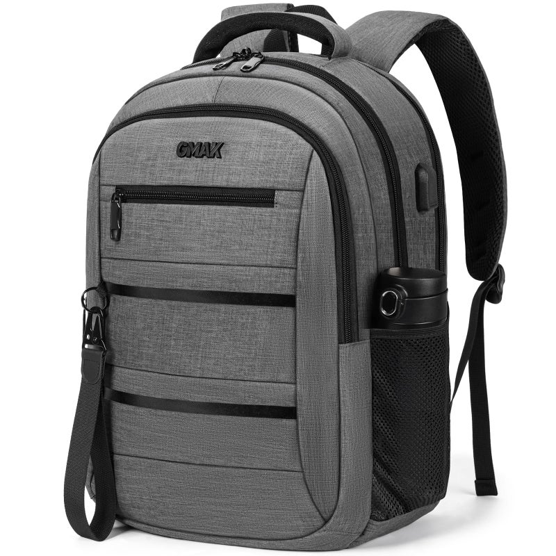 GMAK Travel Laptop Backpack for Men & Women, Business Anti Theft Laptops Backpacks with USB Charging Port, Fits 15.6 Inch Notebook, Water Resistant College School Computer Bag for Travel Sports, Grey - Image 1