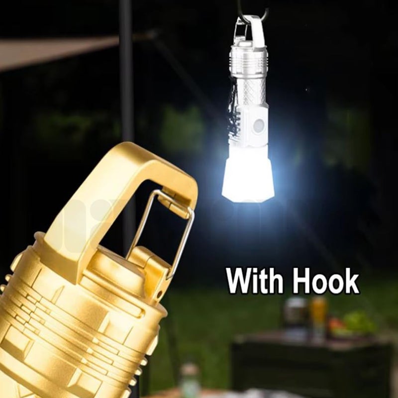 Marrone ThreeEyed Monster Mini Super Power Flashlight Flash Light Rechargeable LED Pocket Flash Lights Portable Rechargeable LED Flashlight Torch 5 Light Modes Camping Light Mini LED Flashlight - Image 4