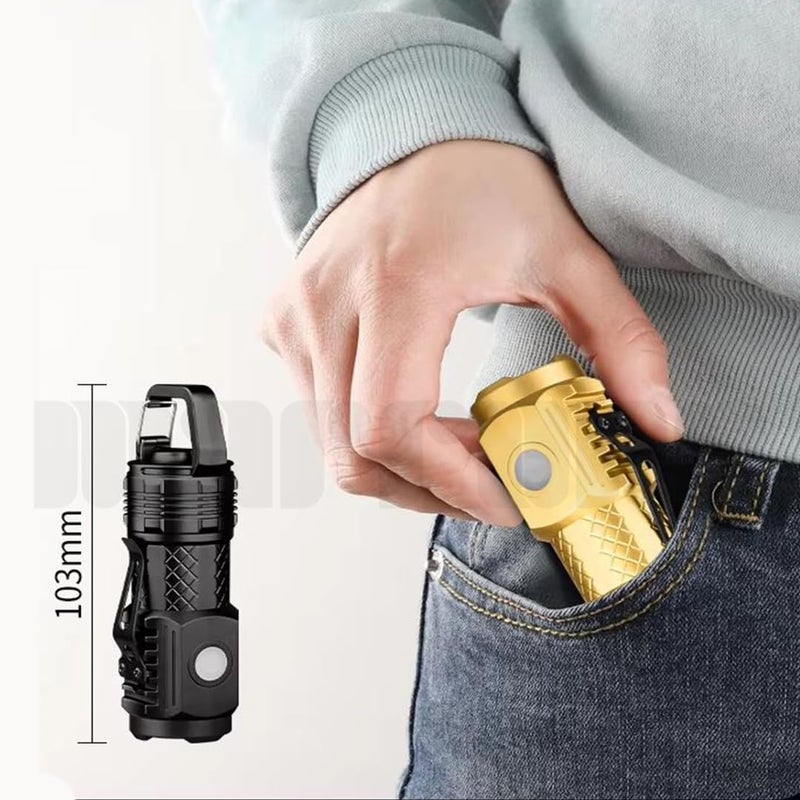 Marrone ThreeEyed Monster Mini Super Power Flashlight Flash Light Rechargeable LED Pocket Flash Lights Portable Rechargeable LED Flashlight Torch 5 Light Modes Camping Light Mini LED Flashlight - Image 3