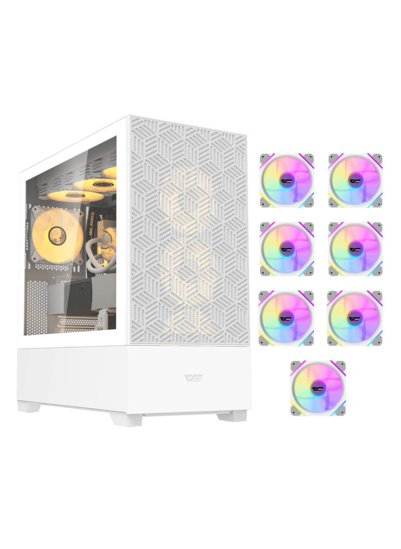 aigo Darkflash DF5000 Mesh ATX/MATX/ITX Gaming PC Case with 6*120MM ARGB PWM Fans & GPU Holder, Mesh Front Panel, Supports 360MM Radiators, USB TYpe-C, 3*SSD Tempered Gaming Cabinet  - Image 1