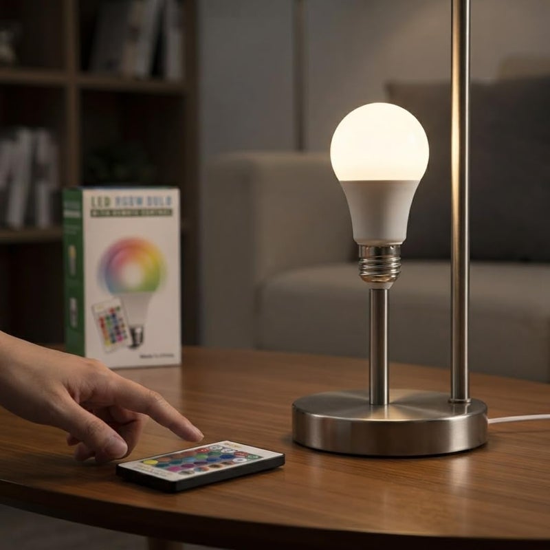 Hasanat Essentials RGBW LED Light Bulb with Remote Control - Dimmable Color Changing Lamp for Home Decor - Image 3