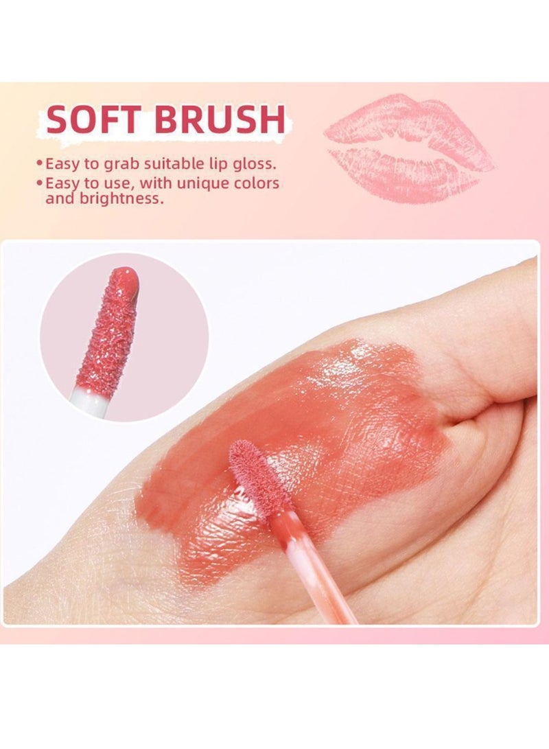 6PCS Lip Gloss Set Hydrating Liquid Lipstick Kit High Shine Clear Lip Plumping Glass Finish Lip Oil Gloss High Pigment Moisturizing Long Lasting Repairing Lightening Lip Line Balm 02