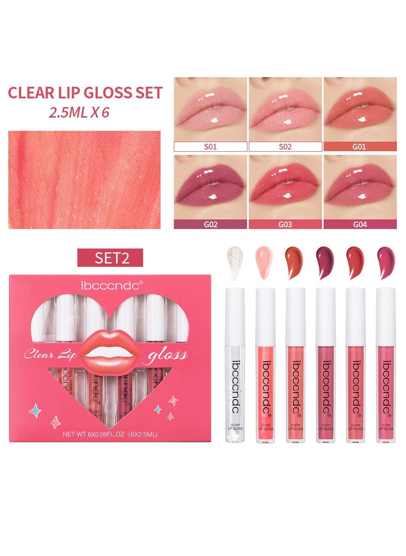 ibcccndc 6PCS Lip Gloss Set Hydrating Liquid Lipstick Kit High Shine Clear Lip Plumping Glass Finish Lip Oil Gloss High Pigment Moisturizing Long Lasting Repairing Lightening Lip Line Balm 02  - Image 2