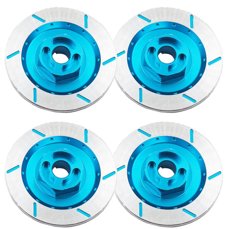Share Goo 4PCS ShareGoo Aluminum Alloy 12mm Wheel Rim Hex Hub Brake Disc Decoration Compatible with HSP HPI Kyosho Traxxas Tamiya 110 4WD RC OnRoad Racing Car Truck TiresBlue - Image 2