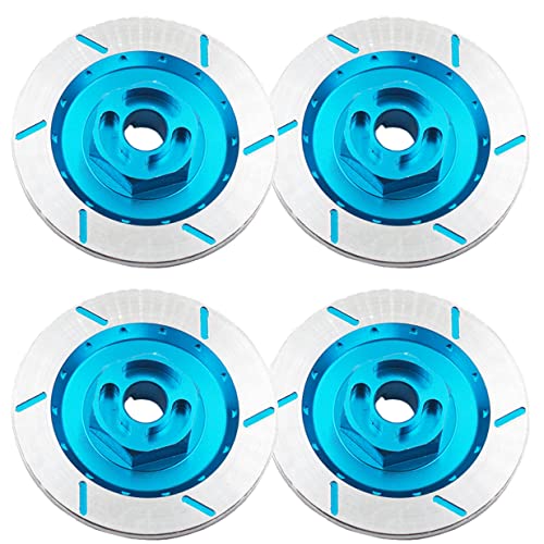 Share Goo 4PCS ShareGoo Aluminum Alloy 12mm Wheel Rim Hex Hub Brake Disc Decoration Compatible with HSP HPI Kyosho Traxxas Tamiya 110 4WD RC OnRoad Racing Car Truck TiresBlue - Image 1
