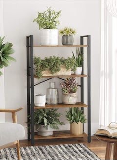 AnneFish 4 Tier Storage Shelves Kitchen Bakers Rack with Storage Cabinet Cupboard Organizer Bookcase Microwave Oven Stand for Living Room And Kitchen Brown MDF Material 60x30x114cm  - Image 2