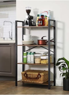 AnneFish 4 Tier Storage Shelves Kitchen Bakers Rack with Storage Cabinet Cupboard Organizer Bookcase Microwave Oven Stand for Living Room And Kitchen Brown MDF Material 60x30x114cm  - Image 3