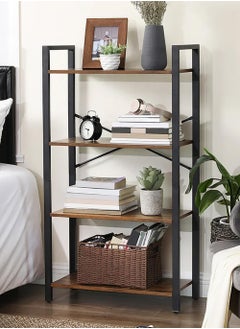 AnneFish 4 Tier Storage Shelves Kitchen Bakers Rack with Storage Cabinet Cupboard Organizer Bookcase Microwave Oven Stand for Living Room And Kitchen Brown MDF Material 60x30x114cm  - Image 4