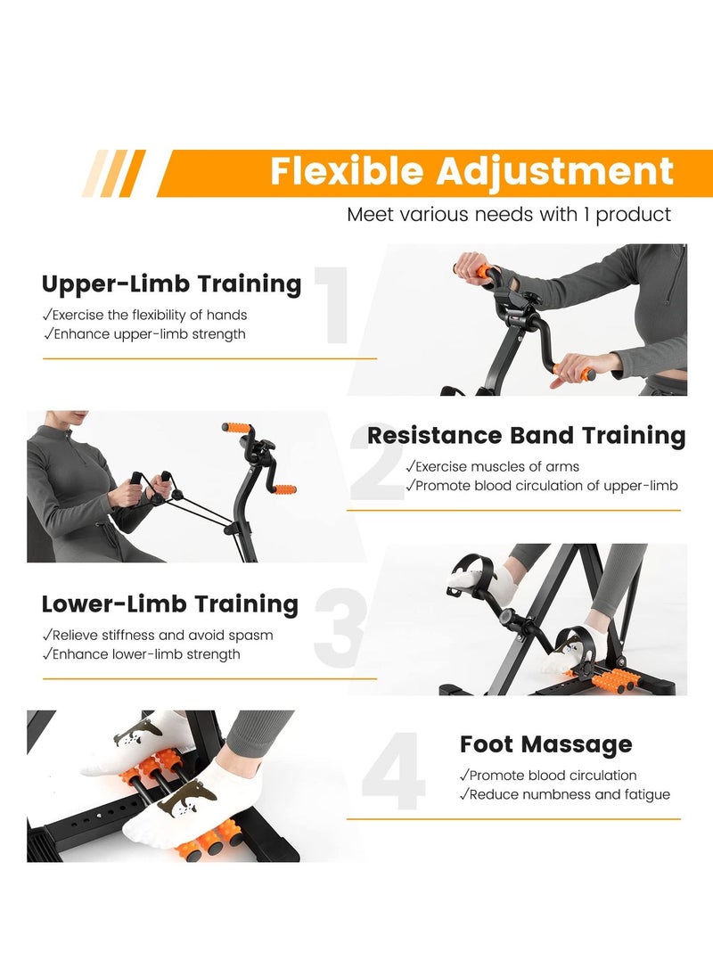 XiuWoo - Pedal Exerciser for Seniors, Adjustable Hand Arm Leg Knee Exercise Equipment w/ Resistance Band, Foot Massage Roller, Recovery Physical Therapy Home Exercise Bike for Elderly - Image 1
