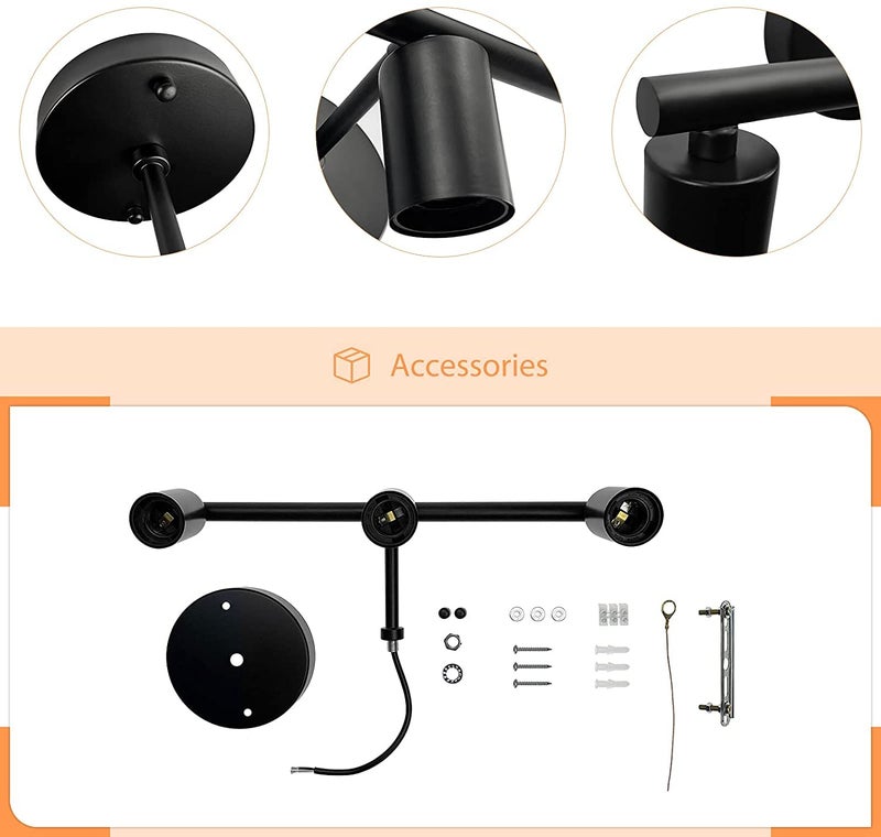 ART N CRAFT Vintage Style Beautiful Black Wall Lighting 3 Holder Brass Black Wall Lamp Vanity Light Fixture Black Wall Light Sconce Bedroom Sconce Decorative - Image 4