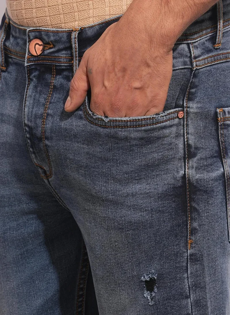 Being Human DK.TONE Men Classic Slim Fit Low Distress Light Fade Stretchable Jeans for Men | Best Price UAE