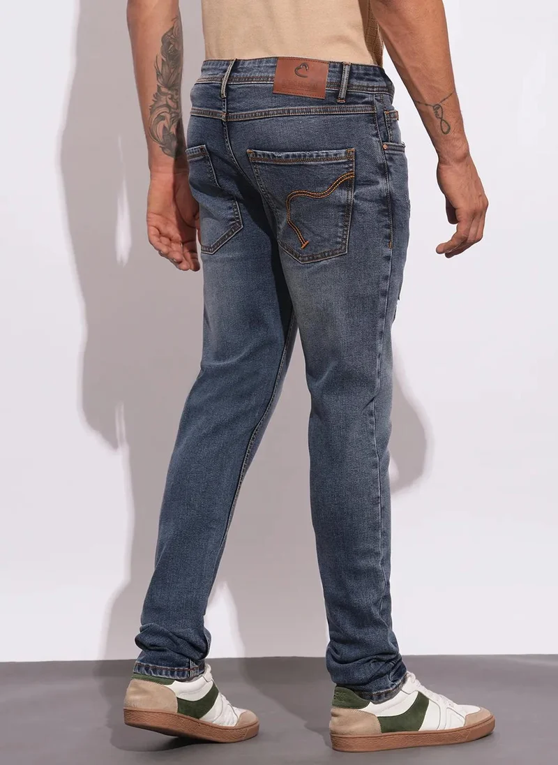 Being Human DK.TONE Men Classic Slim Fit Low Distress Light Fade Stretchable Jeans for Men | Best Price UAE