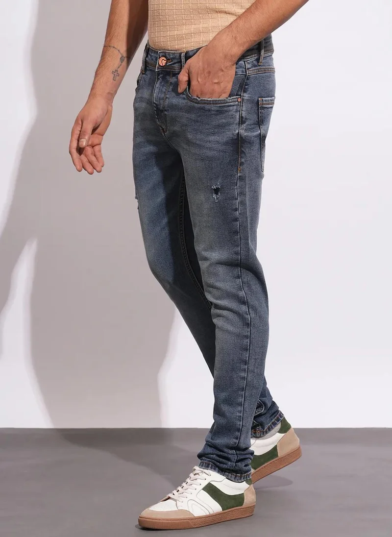 Being Human DK.TONE Men Classic Slim Fit Low Distress Light Fade Stretchable Jeans for Men | Best Price UAE