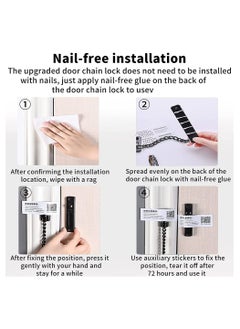 KASTWAVE Stainless Steel Chain Door Guard with Spring Anti-Theft Press Lock, Punch Free Door Chain Lock, Bedroom Home Apartment Hotel Security Door Sliding Safety Chain Lock Stainless Steel Easy Installation  - Image 5