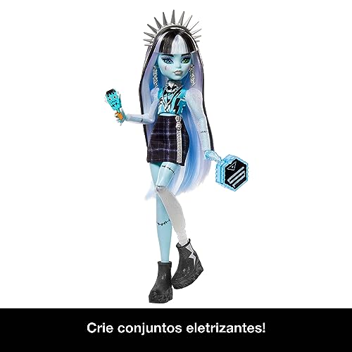 MONSTER HIGH دمية ومجموعة ملحقات سلسلة أسرار سكولتيمايت المخيفة، فرانكي شتاين مع خزانة ملابس و19+ مفاجأة - Image 4