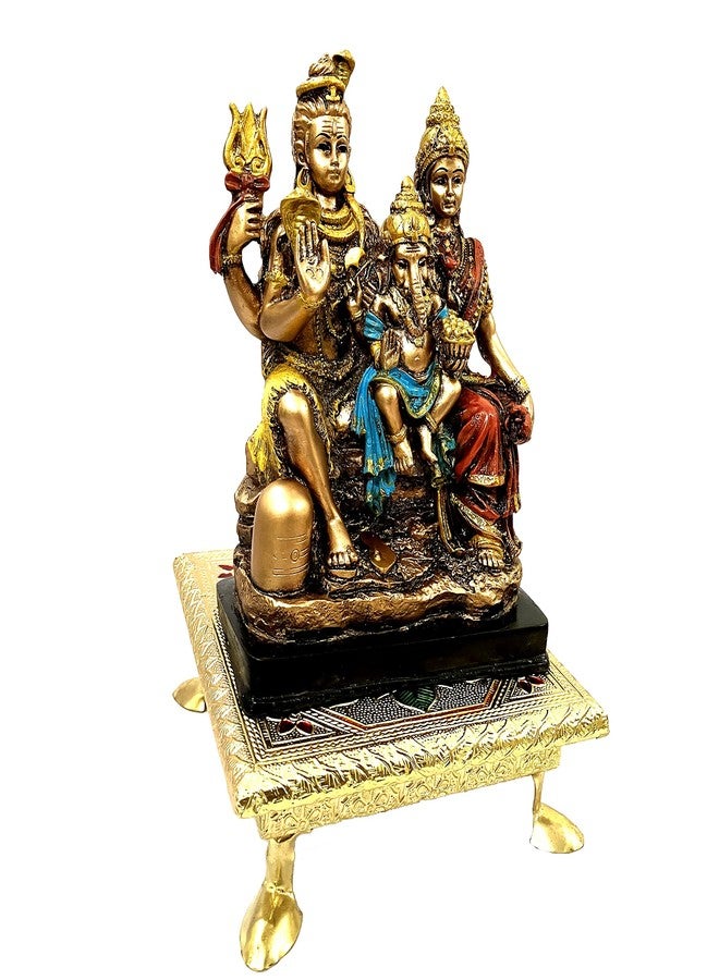 ZIG-ZAG ZIG ZAG Wooden Minakari Large Pooja Chowki | Decorative Wooden Bajot | Flower Choki for Pooja at Home, Wedding, Festivals & Gifts, Big Size 12 Inch Golden - Image 2
