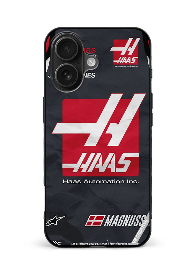 VR CREATIVE Protective Case Cover For Apple iPhone 16 Plus Haas Logo Formula 1 Design Multicolour