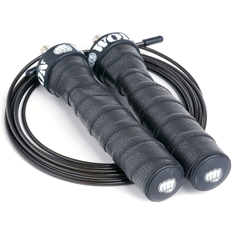 WOD Nation Jump Rope - Black Alloy Steel Handles - 11 ft, 2.2 mm & 3.3 mm Cables - Weighted & Speed Cable System for Fitness Skipping Rope Men & Women - Image 3