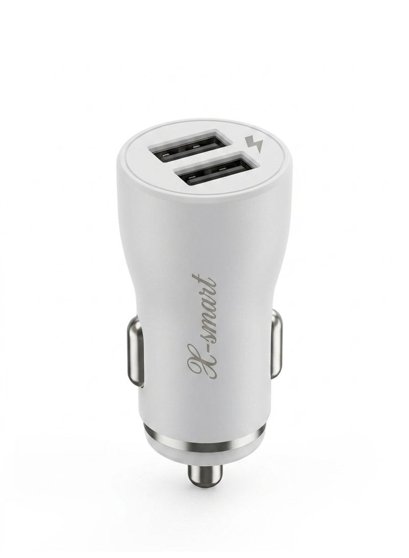 X SMART X-smart X-004 Dual USB Fast Car Charger Adapter, White - Image 1