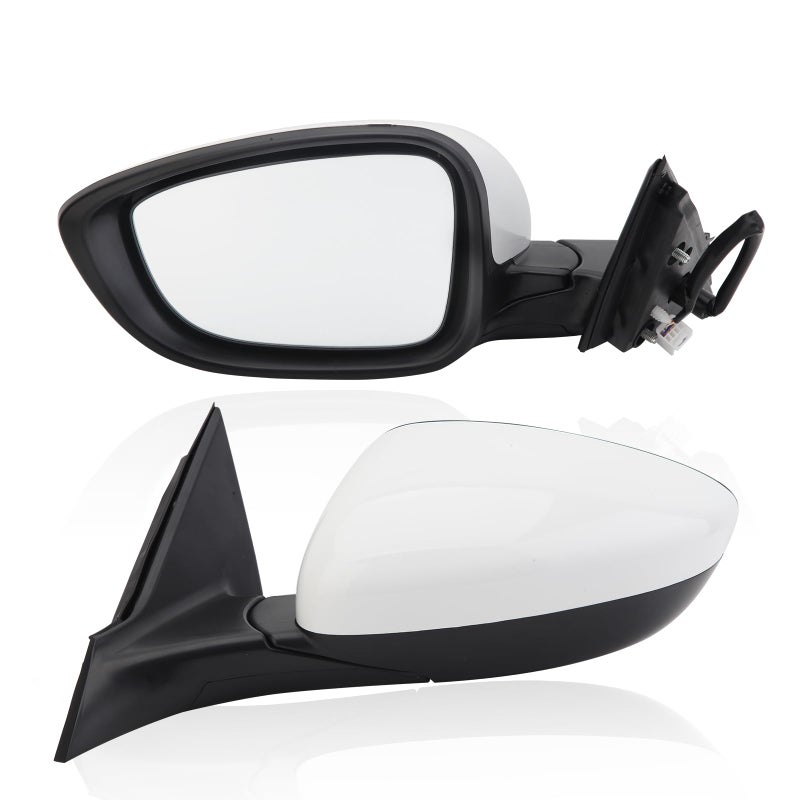 Honda Accord Door Mirror Compatible with 2018 2019 2020 2021 2022 Honda Accord Driver Side Mirror White Non Heated Without Signal Light 76258TVEH01