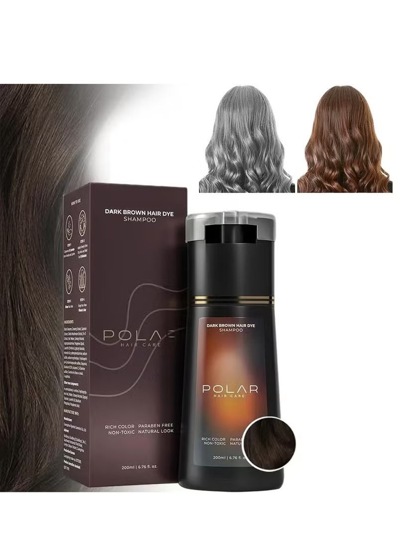 POLAR Hair Care Shampoo, Polar Hair Care Instant Dye Shampoo, Polar Hair Care Dye Shampoo (Dark Brown) - Image 1