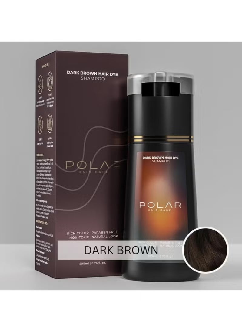 POLAR Hair Care Shampoo, Polar Hair Care Instant Dye Shampoo, Polar Hair Care Dye Shampoo (Dark Brown) - Image 3