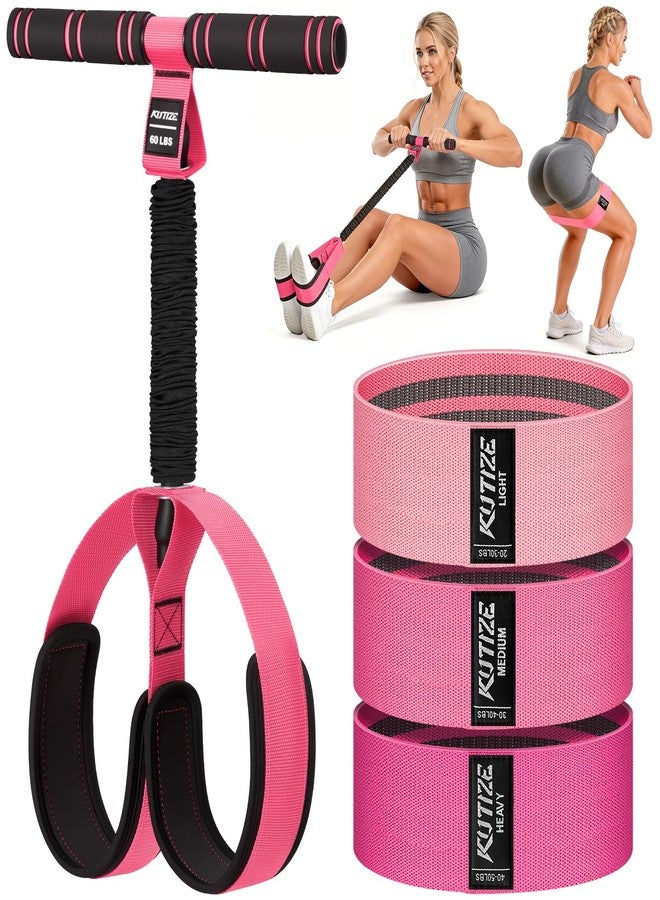 KUTIZE Pedal Resistance Band with Handle and Booty Bands Set for Women, 2 in 1 Fabric Exercise Bands for Core, Leg and Glutes, Full Body Home Gym Exercise Equipment for Yoga, Pilates, Physical Therapy - Image 1