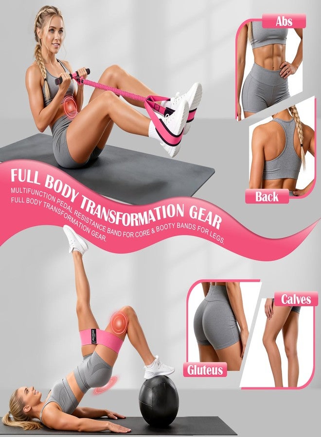 KUTIZE Pedal Resistance Band with Handle and Booty Bands Set for Women, 2 in 1 Fabric Exercise Bands for Core, Leg and Glutes, Full Body Home Gym Exercise Equipment for Yoga, Pilates, Physical Therapy - Image 5