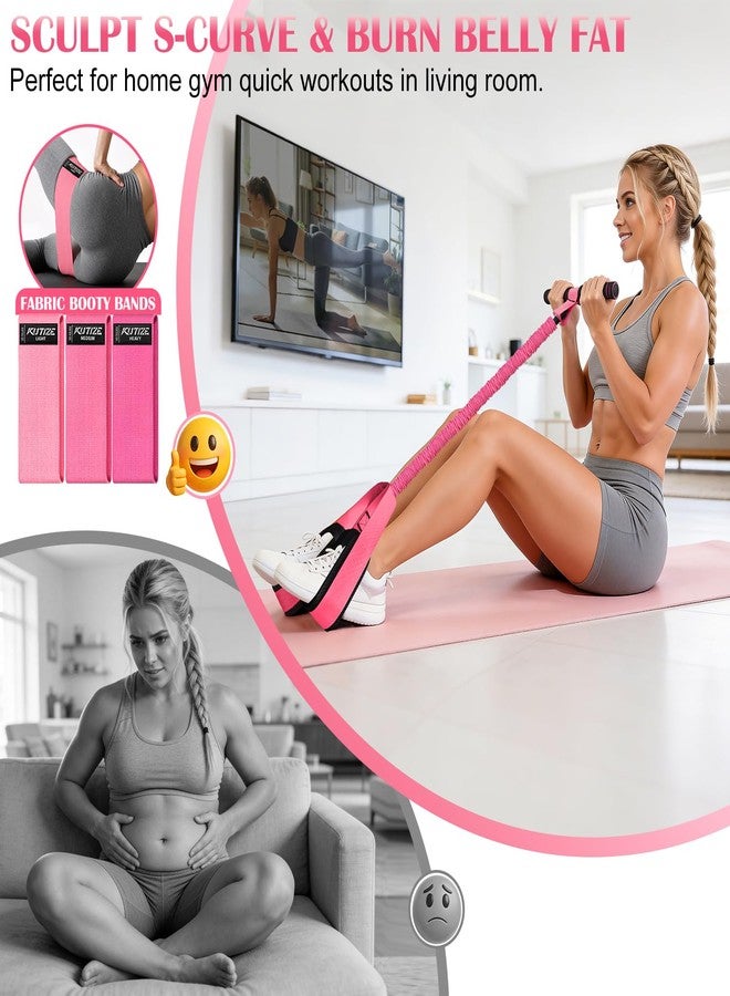 KUTIZE Pedal Resistance Band with Handle and Booty Bands Set for Women, 2 in 1 Fabric Exercise Bands for Core, Leg and Glutes, Full Body Home Gym Exercise Equipment for Yoga, Pilates, Physical Therapy - Image 2