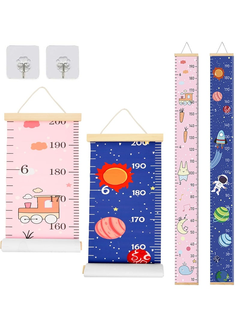 CMGTYYD. 2 قطعة مخطط نمو ارتفاع الطفل، مسطرة قياس معلقة على الحائط مع شريط حائط، مخطط نمو ارتفاع الأطفال القابل للإزالة من الخشب والقماش للأطفال - Image 1