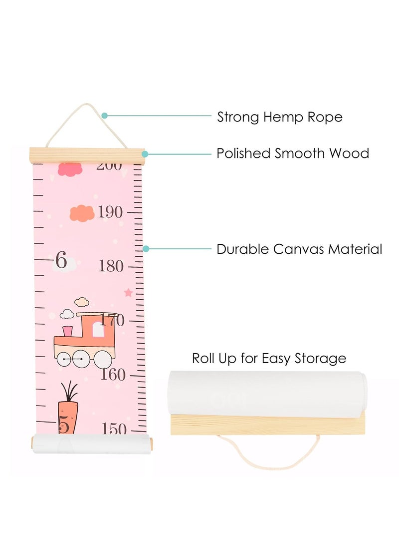 CMGTYYD. 2 قطعة مخطط نمو ارتفاع الطفل، مسطرة قياس معلقة على الحائط مع شريط حائط، مخطط نمو ارتفاع الأطفال القابل للإزالة من الخشب والقماش للأطفال - Image 2
