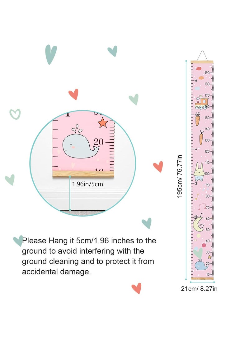 CMGTYYD. 2 قطعة مخطط نمو ارتفاع الطفل، مسطرة قياس معلقة على الحائط مع شريط حائط، مخطط نمو ارتفاع الأطفال القابل للإزالة من الخشب والقماش للأطفال - Image 3