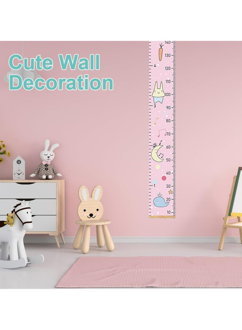CMGTYYD. 2 قطعة مخطط نمو ارتفاع الطفل، مسطرة قياس معلقة على الحائط مع شريط حائط، مخطط نمو ارتفاع الأطفال القابل للإزالة من الخشب والقماش للأطفال - Image 5