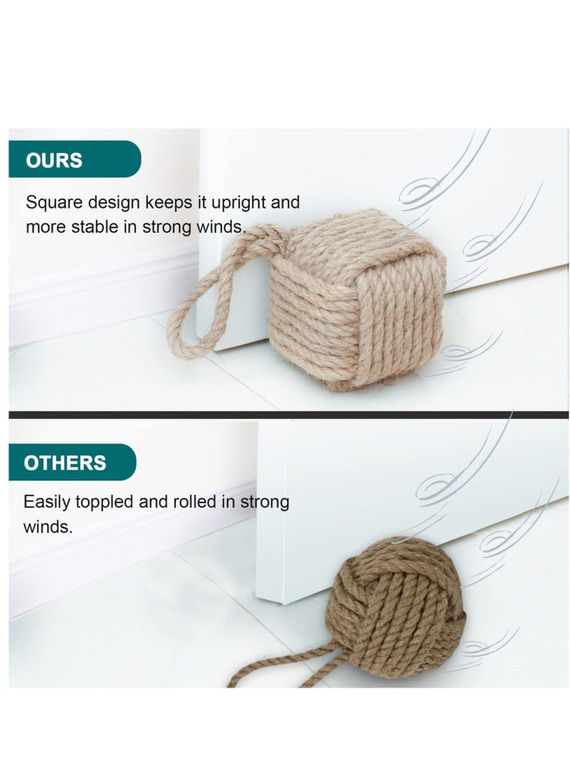 Generic - Rope Knot Door Stops, Decorative Nautical Door Stopper Handmade with Handle, Jute Weighted Interior Doorstop Sailor Knot for Door and Window, Stop Wedge, Square (5"x5”, 4.4lbs) - Image 1