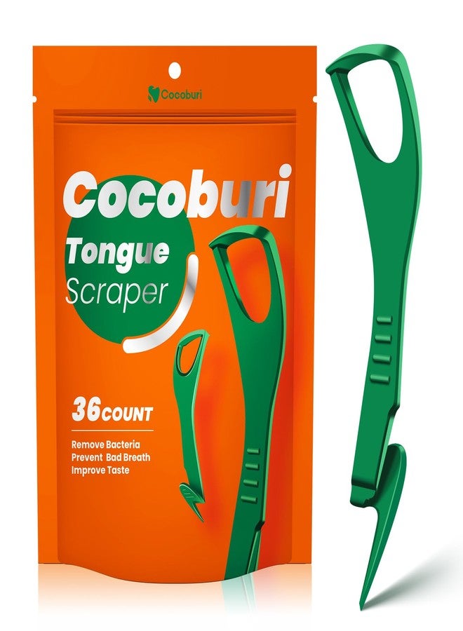 COCOBURI Tongue Scraper-Tongue Scraper for Adults-Disposable Tongue Scraper -Tongue Cleaner with Dental Picks-Fresh Breath-Includes Safe Fold- Back Tooth Pick-36 Counts - Image 1