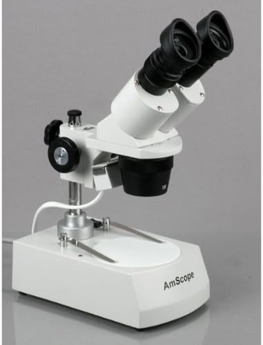 AmScope AmScope SE306RP20 ForwardMounted Binocular Stereo Microscope WF20x Eyepieces 40X and 80X Magnification 2X and 4X Objectives Upper and Lower Halogen Lighting Reversible BlackWhite Stage Plate Pillar Stand 120V  - Image 4