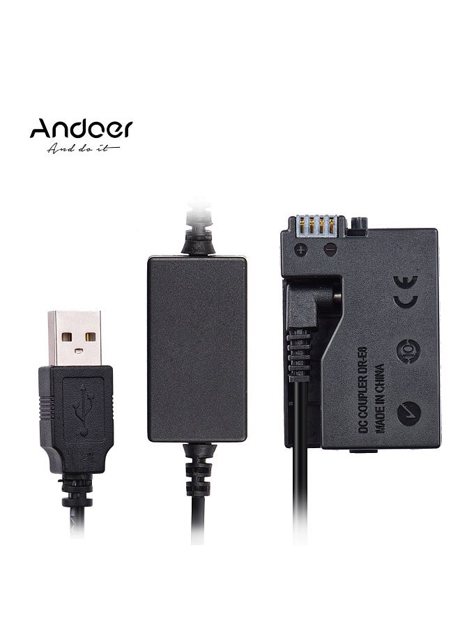ANDOER - DR-E8 USB Power Kit AC Adapter Replacement DC Coupler Dummy Battery Single USB Input Compatible with Canon Rebel T3i T2i T4i T5i EOS 550D 600D 650D 700D X5 X4 X6 X6i X7i Camera Cameras - Image 1