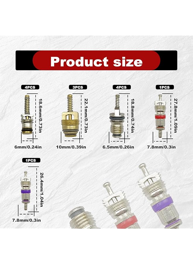 Generic 102Pcs Air Conditioning Valve Core Accessories Kit, A/C R12 R134A Refrigeration Tire Valve Stem With Double Head Dual Dismantling Remover Installer Tool Assortment Kit  - Image 3