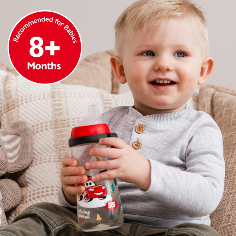 NUK Active Sippy Cup, 10 oz, 2 Pack, Disney's Cars, Lightning McQueen, BPA-Free, Spill-Proof, Transition Cup - Image 3