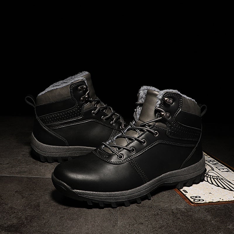 Thick Warm Mens Martin Boots Comfortable Casual Leather 858 Black 