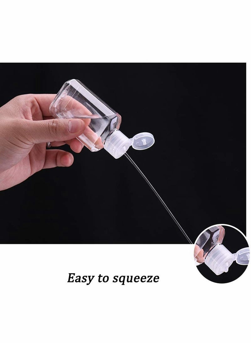 Excefore Travel Plastic Bottles, Clear with Flip Cap Portable Empty Hand Sanitizer, Refillable Reusable Bottles Squeezable Toiletry, Cosmetic for Home Outside Use (30PCS, 60ML) - Image 4